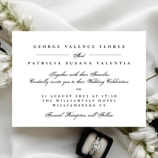 Klassische Schwarzformkalligraphie Elegante Hochze Einladung