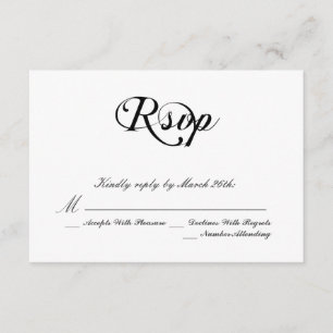 Klassische Schwarzweiss-Hochzeit RSVP Karte