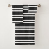 Klassische Schwarzweiss-Streifen Badhandtuch Set (Insitu)