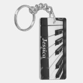 Klassische Schwarzweiss-Tastatur Schlüsselanhänger (Vorderseite links)