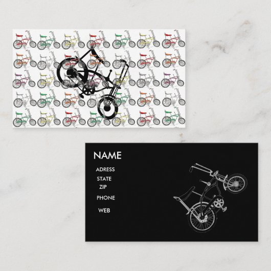KLASSISCHE SCHWINN VISITENKARTE des Sechzigerjahre (Vorne/Hinten)