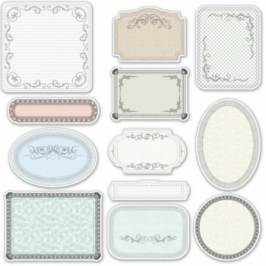 Klassische Scrapbook-Labels in den Erdtönen Aufkleber (Vorderseite)