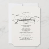 Klassische Script Beige Black Graduation Party Einladung (Vorderseite)