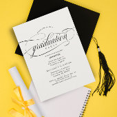 Klassische Script Beige Black Graduation Party Einladung
