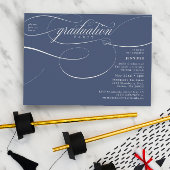 Klassische Script Blue & Beige Graduation Party Einladung