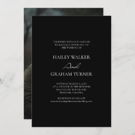 Klassische Script Calligraphy Black Foto Wedding Einladung