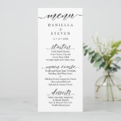 Klassische Script Calligraphy Wedding Menu Card Menükarte (Stehend Vorderseite)