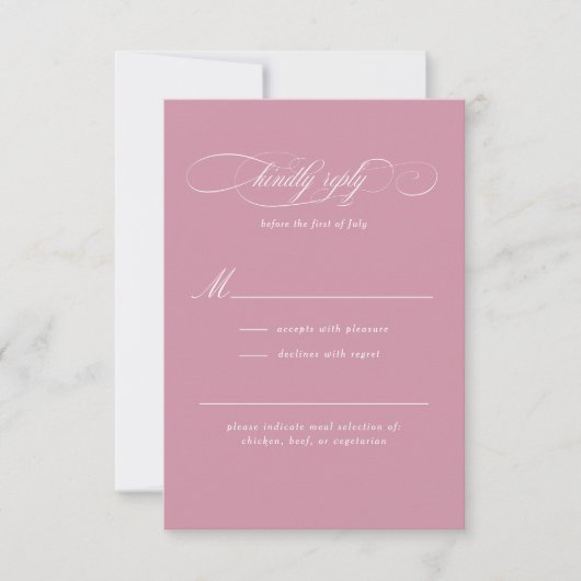Klassische Script-Elegance-Hochzeit RSVP Karte (Vorderseite)