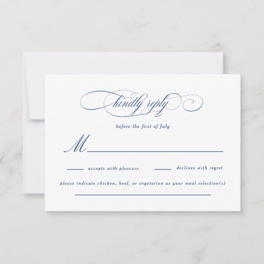 Klassische Script-Elegance-Hochzeit RSVP Karte (Vorderseite)