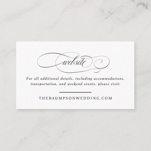 Klassische Script-Elegance Wedding Small Website Begleitkarte (Vorderseite)