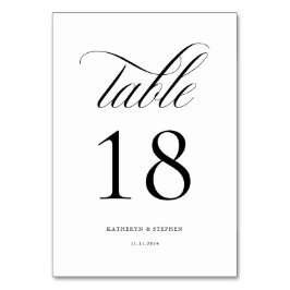 Klassische Script-Elegant-Hochzeit-Tischnummer 18 Tischnummer