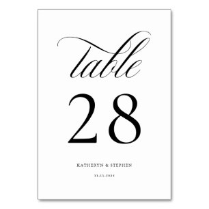 Klassische Script-Elegant-Hochzeit-Tischnummer 28 Tischnummer