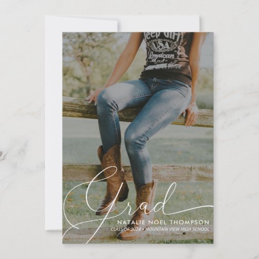 Klassische Script-Foto Moderne Graduierungspartei Einladung (Vorderseite)