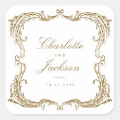 Klassische Script-Gastgeschenke Hochzeiten in Vint Quadratischer Aufkleber (Vorderseite)