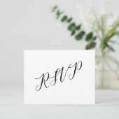 Klassische Script Hochzeit RSVP Postcard Schwarz-w Postkarte (Stehend Vorderseite)