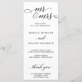 Klassische Script Hochzeitsprogramme - Mr. und Mrs Programm