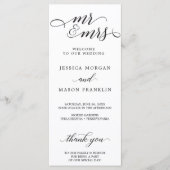 Klassische Script Hochzeitsprogramme - Mr. und Mrs Programm (Vorderseite)