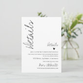 Klassische Script-Hochzeitungs-Detailkarte Begleitkarte (Stehend Vorderseite)