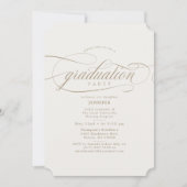 Klassische Script Light Beige & Gold Graduation Pa Einladung (Vorderseite)