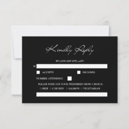 Klassische Script Minimal Calligrafy Black Wedding RSVP Karte