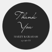 Klassische Script Minimal Calligrafy Black Wedding Runder Aufkleber (Vorderseite)