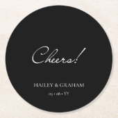 Klassische Script Minimal Calligrafy Black Wedding Runder Pappuntersetzer (Vorderseite)