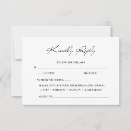 Klassische Script Minimal Calligraphy White Weddin RSVP Karte
