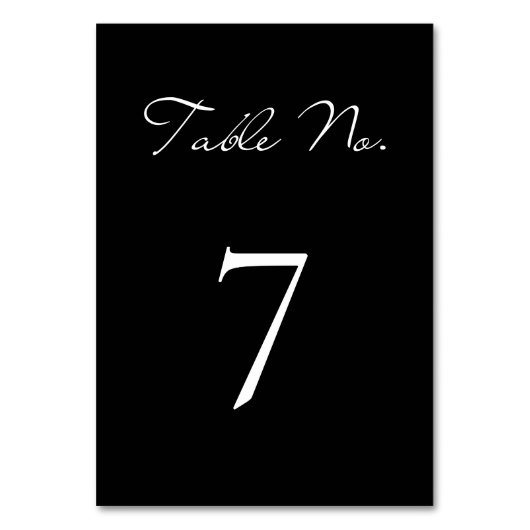 Klassische Script Minimalistisch Black Wedding Tischnummer (Rückseite)