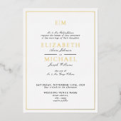 Klassische Script Monogram Wedding Black & Gold Fo Folieneinladung (Vorderseite)