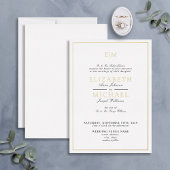 Klassische Script Monogram Wedding Black & Gold Fo Folieneinladung