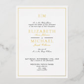 Klassische Script Monogram Wedding Black & Gold Fo Folieneinladung (Vorderseite)