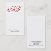 Klassische Script Monogram White Clean Business Ca Visitenkarte (Vorne/Hinten)