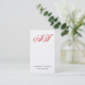 Klassische Script Monogram White Clean Business Ca Visitenkarte (Stehend Vorderseite)