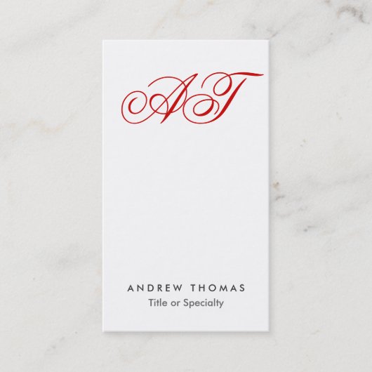 Klassische Script Monogram White Clean Business Ca Visitenkarte (Vorderseite)