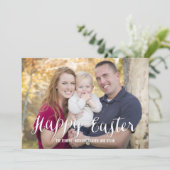 Klassische Script-Osterfoto-Karten bearbeiten Farb Feiertagskarte (Stehend Vorderseite)