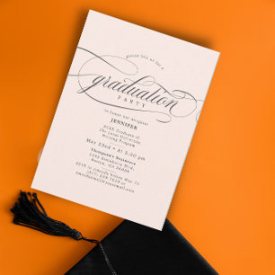 Klassische Script Soft Pink Gray Graduation Party Einladung