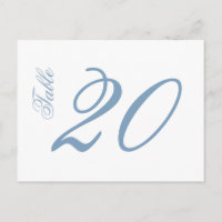 Klassische Script-Tischnummern (blau, grau, weiß)