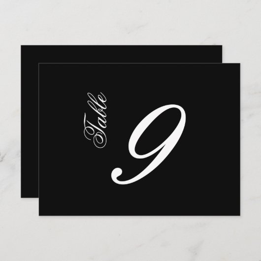 Klassische Script-Tischnummern (weiß / schwarz) Postkarte (Vorne/Hinten)