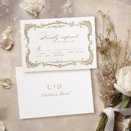 Klassische ScriptWedding mit Vintagem Rahmen RSVP Karte