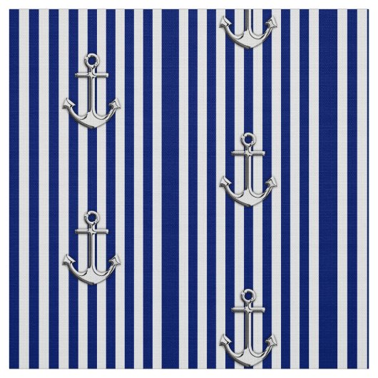 Klassische Seemarine-blaue Streifen und Anker Stoff (Muster)