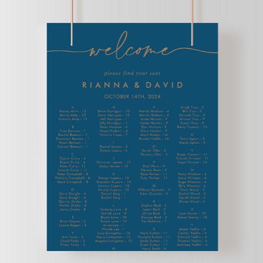 Klassische Seetabelle für Navy Blue Gold Classic Poster