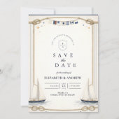 Klassische Segelboot-Küstenhochzeit Save The Date (Vorderseite)