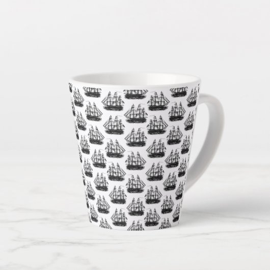 Klassische Segelschiffe CUSTOM HINTERGRUNDFARBE Milchtasse (Rechte Ecke)