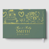 Klassische Seite Grüne Hand Hochzeitskunst Gästebuch (Rückseite)