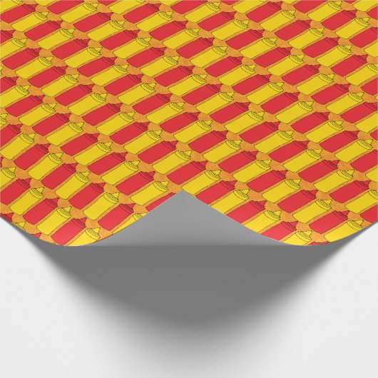 Klassische Senf-und Ketschup-Würze-Flaschen Geschenkpapier (Ecke)