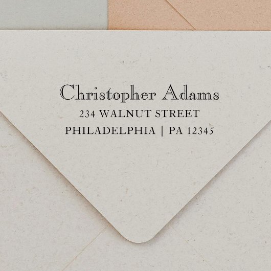 Klassische Serif-Typografie-Rücksendeadresse Permastempel