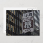 Klassische Sicht auf die Route 66 Chicago beginnen Postkarte (Vorne/Hinten)