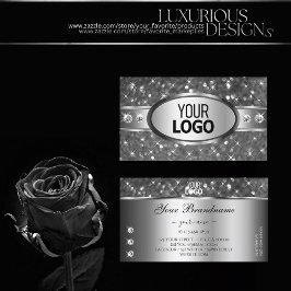 Klassische Silber-Glitzer-Sparkle-Diamanten und -L Visitenkarte