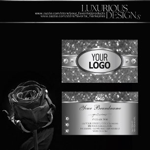 Klassische Silber-Glitzer-Sparkle-Diamanten und -L Visitenkarte