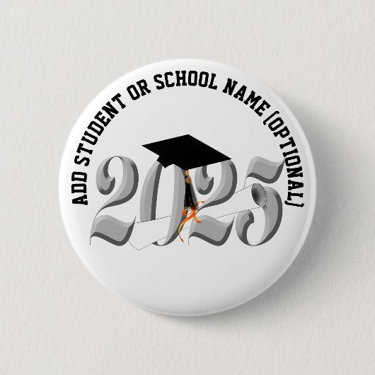 Klassische Silber-Klasse 2025 Abschluss Button (Vorderseite)